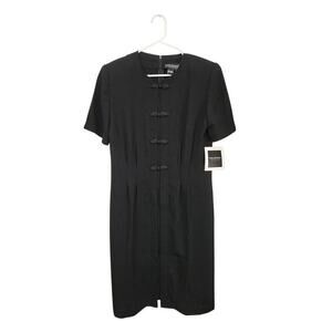NWT VNTG 90s Debra Michaels Black Crepe Dress Short Sleeve Size 12 Large